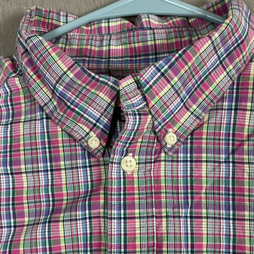 Ralph Lauren Shirt Kids L 14-16 Multi-color Plaid Button-down EUC